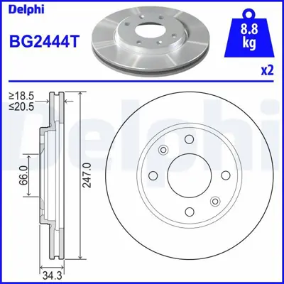 DELPHI BG2444T On Fren Dısk Aynası P106 Saxo 1,1 - 1,3 - 1,4 - 1,4ı - 1,5d - 1,6ı 91> P206 P306 P206+ (T3e) P205 P3 4246A7