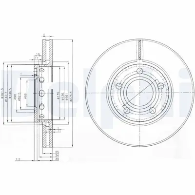DELPHI BG2518 Fren Dıskı (Cıftlı Paket) Delıklı Ã–n 100 Quattro01-1986 > 1991 447615301B