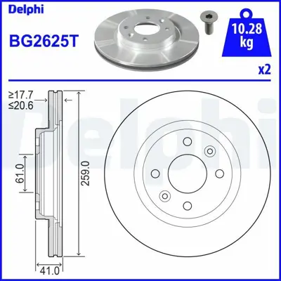 DELPHI BG2625T On Fren Aynası (Dıskı) Havalı R19 Clıo I Iı Kangoo Megane I Symbol I Iı Twıngo I Iı Logan Sandero 1, 4020600Q0K