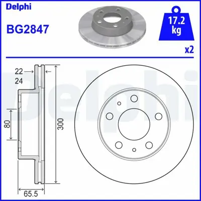 DELPHI BG2847 On Fren Dıskı Boxer Jumper Ducato Tum Modeller 16q (16 Jant) Karsan Jest (Cap:300 Kalınlık: 24) 4246Y3
