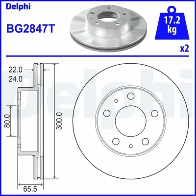 DELPHI BG2847T On Fren Dıskı Boxer Jumper Ducato Tum Modeller 16q (16 Jant) Karsan Jest (Cap:300 Kalınlık: 24) 4246K2