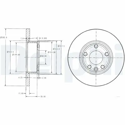 DELPHI BG2898 Fren Dıskı (Cıftlı Paket) Delıksız Ã–n Vw Caravelle Transporter1990 > 04-1996 701615301E