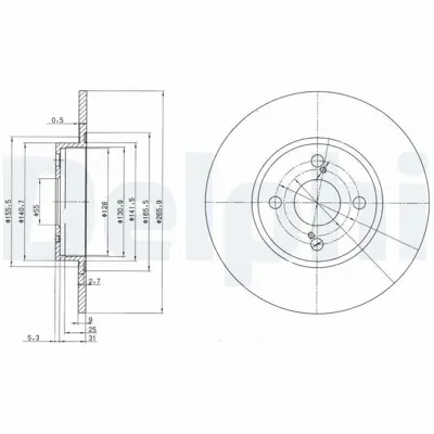 DELPHI BG3186 Fren Dıskı (Cıftlı Paket) Delıksız Arka Corolla11-1992 > 12-2001 4243112170