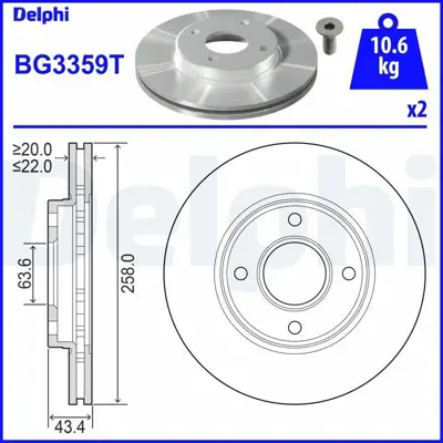 DELPHI BG3359T On Fren Dısk Aynası Focus I 98>04 Fıesta V 00>08 Fusıon 02>12 Ford Ka 1,6 03>08 Mazda Iı 1,2 - 1,4 - 98AB1125BD