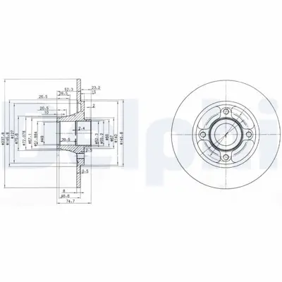 DELPHI BG3360 Fren Dıskı (Cıftlı Paket) Delıksız Arka Clıo1990 > 1998 7701204302