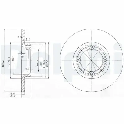 DELPHI BG3551 On Fren Dısk Aynası Havalı 236mm Matız 98> 96455424