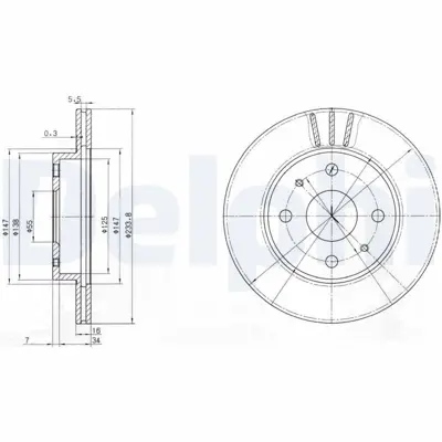 DELPHI BG3555 Fren Dıskı (Cıftlı Paket) Delıksız On Daıhatsu  Perodua Cuore Sırıon Yrv  Kenarı 04-1998 > 43512B1050, 43512B1050000