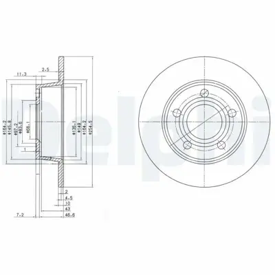 DELPHI BG3672 Fren Dıskı (Cıftlı Paket) Delıksız Arka A61997 > 08-2004 4B0615601A