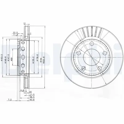 DELPHI BG3785 Fren Dıskı (Cıftlı Paket) Delıklı Arka -- Vw  S4 -- Passat03-1999 > 02-2005 8D0615601D