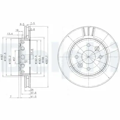 DELPHI BG3803 Fren Dıskı (Cıftlı Paket) Delıklı Ã–n Kıa Shuma Spectra10-2000 > 04-2004 K2N233251