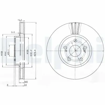 DELPHI BG3823 Fren Dıskı (Cıftlı Paket) Delıklı Ã–n Celıca08-2000 > 05-2007 4351263010