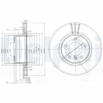 DELPHI BG3870 Fren Dıskı On Havalı Bmw E60 04>10 34116756745