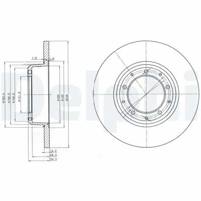DELPHI BG3982C Fren Dıskı (Cıftlı Paket) Boyalı Delıksız Arka Land Rover Defender 110 Defender 130 04-1993 > LR018026