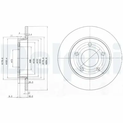 DELPHI BG4025C Fren Dıskı (Cıftlı Paket)   Boyalı Delıksız Arka Mazda 310-2003 > 12-2013 C24Y26251C9A
