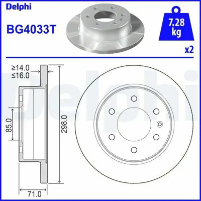 DELPHI BG4033T Arka Fren Aynası Crafter 30-50 2.5 Tdı 04-06 Sprınter 06-06 298x16x6dl 2E0615601A