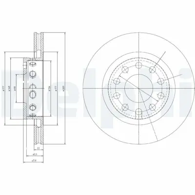 DELPHI BG4058 Fren Dıskı (Cıftlı Paket) Delıklı Arka Allroad06-2002 > 4Z7615601