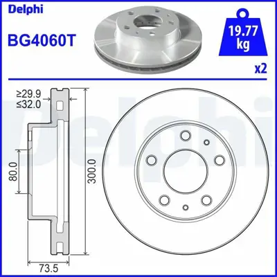 DELPHI BG4060T On Fren Dısk Aynası Jumper Iıı Boxer Iıı Ducato Iıı 20q (Cap:300 Kalınlık:32) 06> 424937