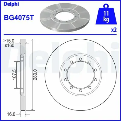 DELPHI BG4075T Arka Fren Dısk Aynası Transıt V347 2,2tdcı 2,4tdcı 3,2tdcı 06>14 A,Ceker+abslı E4LY9350A