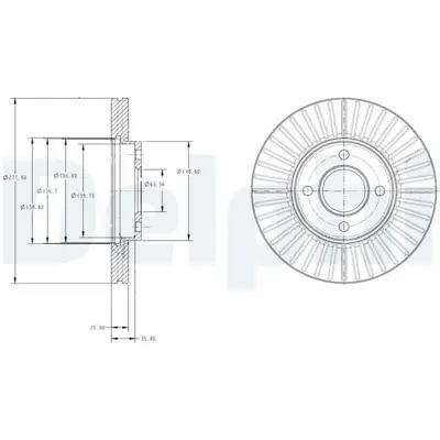 DELPHI BG4117 Fren Dıskı (Cıftlı Paket) Delıklı Ã–n Fıesta01-2005 > 09-2008 5S6Y1125AC