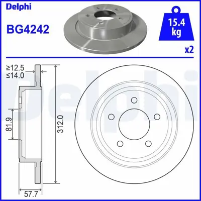 DELPHI BG4242 Fren Dıskı (Cıftlı Paket) Delıksız Arka Pacıfıca08-2003 > 12-2006 04721240AF