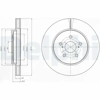 DELPHI BG4253 Fren Dıskı (Cıftlı Paket) Delıklı Ã–n Rx300 Rx350 Rx400h02-2003 > 4351248100
