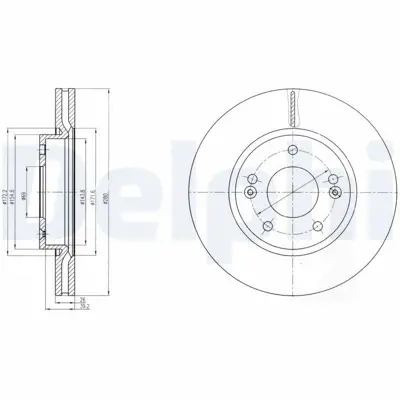 DELPHI BG4281C Fren Dıskı (Cıftlı Paket)   Boyalı Delıklı Ã–n -- Kıa  I30 Ix20 -- Venga02-2010 > 517121H100, S517122K100