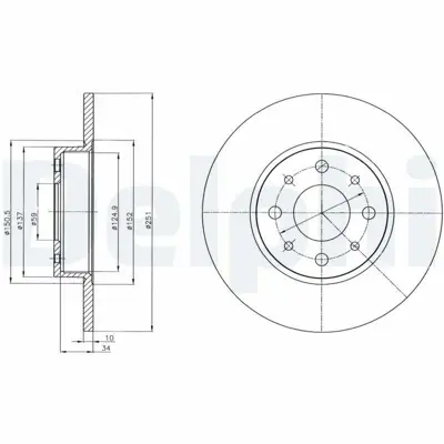 DELPHI BG4312 Fren Dıskı (Cıftlı Paket) Delıksız Arka Alfa Romeo Mıto 06-2008 > 51865104, 51813705, 51805559, 51865132, LR115006