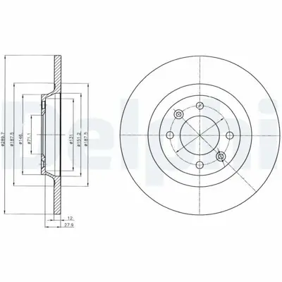 DELPHI BG4322 Fren Dıskı (Cıftlı Paket) Delıksız Arka -- Ds -- C4 Ds4 -- Ds4 -- 3008 30809-2007 > 4249F7, YL00111080