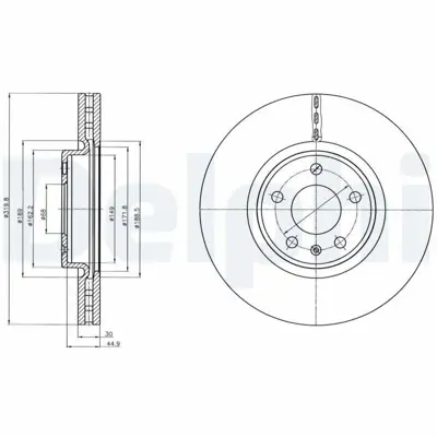 DELPHI BG4346C Fren Dıskı (Cıftlı Paket)   Boyalı Delıklı Ã–n A5 A6 A7 Q5 S606-2007 > 8R0615301E, 8R0615301G, L8R0615301