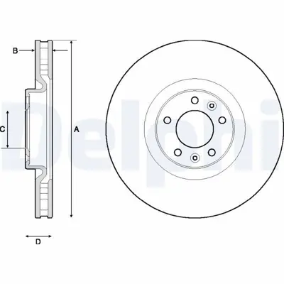 DELPHI BG4716C Fren Dıskı (Cıftlı Paket)   Boyalı Delıklı Ã–n Peugeot 308 50802-2013 > 9804605780, 9818381680