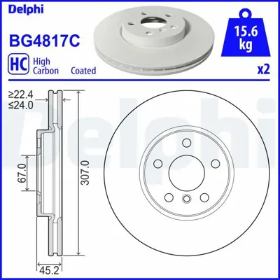 DELPHI BG4817C Fren Dıskı (Cıftlı Paket)   Boyalı Delıklı Ã–n -- Mını  218 220 X1 -- Cooper Cooper D Cooper Dx 34116799351