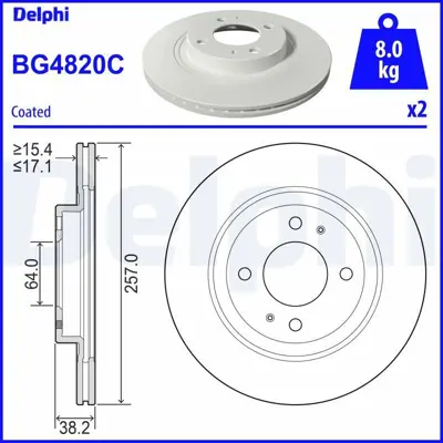 DELPHI BG4820C Fren Dıskı (Cıftlı Paket)   Boyalı Delıklı Ã–n -- C Zero -- Ion10-2010 > 4615A219