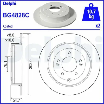 DELPHI BG4828C Fren Dıskı (Cıftlı Paket) Boyalı Delıksız Arka Hyundaı Tucson 06-2015 > 58411D7000