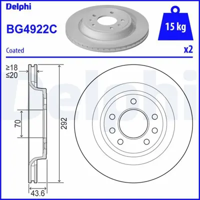DELPHI BG4922C Fren Dıskı (Cıftlı Paket)   Boyalı Delıklı Arka Saab 9 3 9 3x02-2009 > 93192627