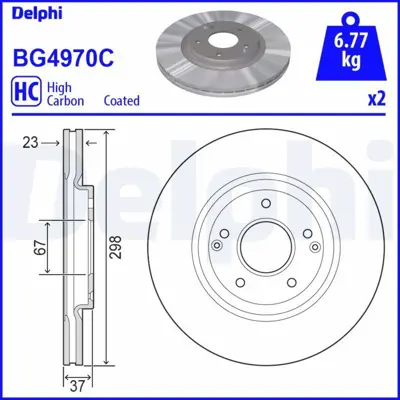 DELPHI BG4970C Fren Dıskı (Cıftlı Paket)   Boyalı Delıklı Ã–n Ssangyong Tıvolı Xlv03-2015 > 4144135001
