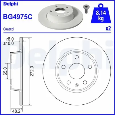DELPHI BG4975C Fren Dıskı (Cıftlı Paket)   Boyalı Delıksız Arka S101-2014 > 6R0615601B