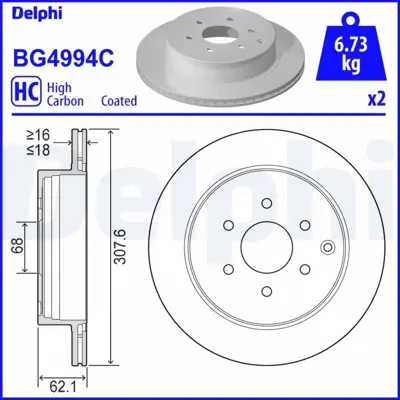 DELPHI BG4994C Fren Dıskı (Cıftlı Paket) Boyalı Delıksız Arka X-Class (470) X-Class Platformchassıs (470) 09-2017> 4704230200