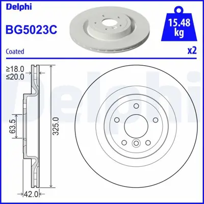 DELPHI BG5023C Fren Diski Arka Jaguar Xf X260 - 05> Takım LR090699, T4A2061, T4N1744