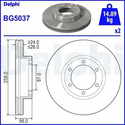 DELPHI BG5037 Fren Dıskı (Cıftlı Paket) Delıklı Ã–n Kıa Bestapregıo08-1995> K72F33251C