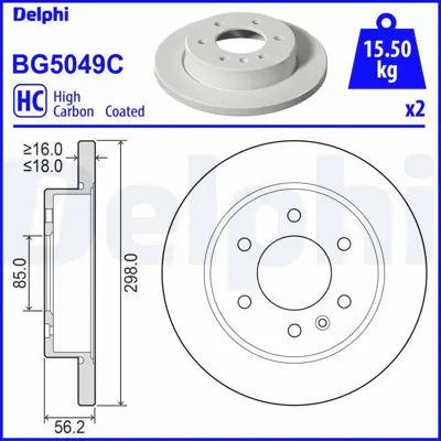 DELPHI BG5049C Fren Dıskı (Cıftlı Paket)   Boyalı Delıklı Arka Esprıntersprınter 211dsprınter 214dsprınter 215d 910423210007