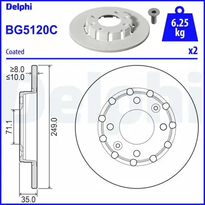 DELPHI BG5120C Fren Dıskı (Cıftlı Paket) - Boyalı, Delıklı Peugeot: 208 Iı 2008 Iı Cıtroen C4 Iıı C41 Opel Corsa F  1643574180