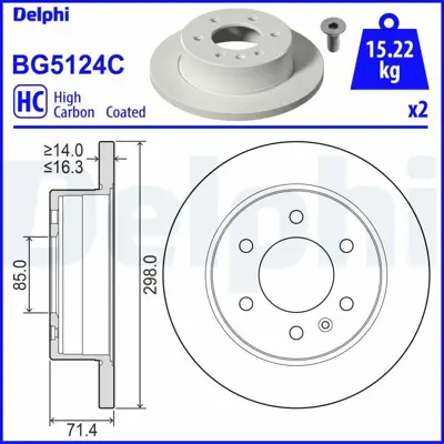 DELPHI BG5124C Fren Dıskı (Cıftlı Paket) Boyalı Delıksız Arka  Esprıntersprınter 211dsprınter 214dsprınter 215dsprı 9104230100