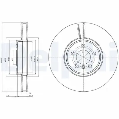 DELPHI BG9092C Fren Dıskı (Teklı Paket)   Boyalı Delıklı Ã–n X5 X604-2007 > 09-2014 34116886481