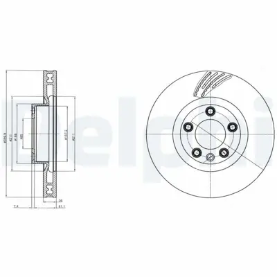 DELPHI BG9100C Fren Dıskı (Teklı Paket) Boyalı Delıksız On Sol  Touareg 04-2010 > 7P6615301B, 95835140300