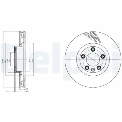DELPHI BG9101C Fren Dıskı (Teklı Paket) Boyalı Delıksız On Sağ  Touareg 04-2010 > 7P6615302B, 95835140400
