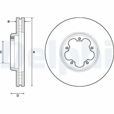 DELPHI BG9150 Fren Dıskı (Teklı Paket) Delıksız On  Tourneo Custom  Transıt Custom 04-2012 > BK211125CB