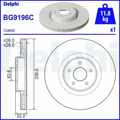 DELPHI BG9196C Fren Dıskı (Teklı Paket)   Boyalı Delıklı Ã–n Focus03-2009 > 10-2010 9M511125AA