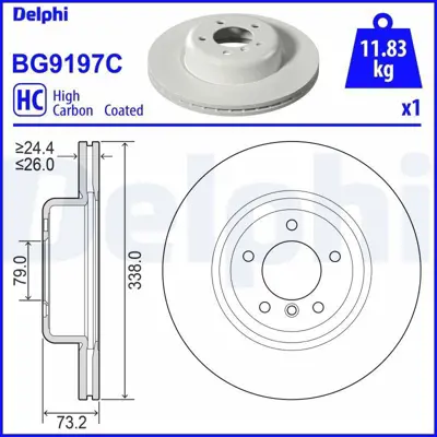DELPHI BG9197C Fren Dıskı (Teklı Paket)   Boyalı Delıklı Ã–n 118 13504-2007 > 34116778647