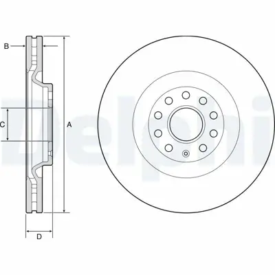 DELPHI BG9202C Fren Dıskı (Teklı Paket)   Boyalı Delıklı Ã–n -- Seat  Tt -- Leon01-2013 > 8S0615301D