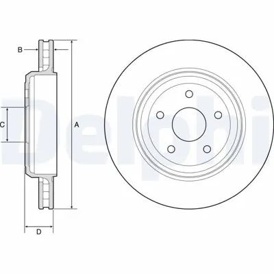 DELPHI BG9214C Fren Dıskı (Teklı Paket)   Boyalı Delıklı Arka Jeep Grand Cherokee11-2010 > 5181512AC